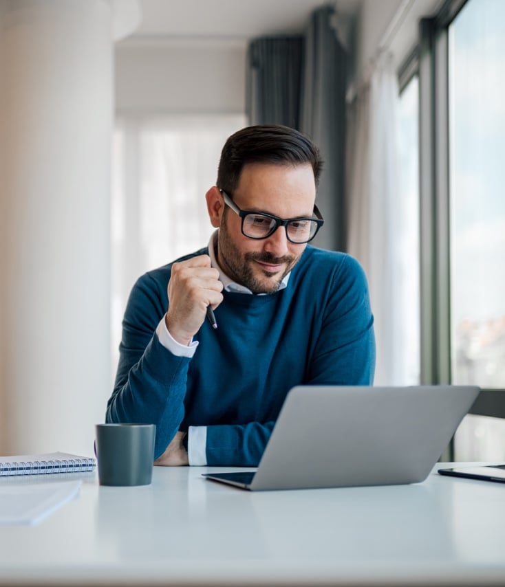 Employee working on laptop